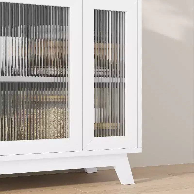 Buffet bahut de 91 cm avec porte en verre cannelé et étagère réglable