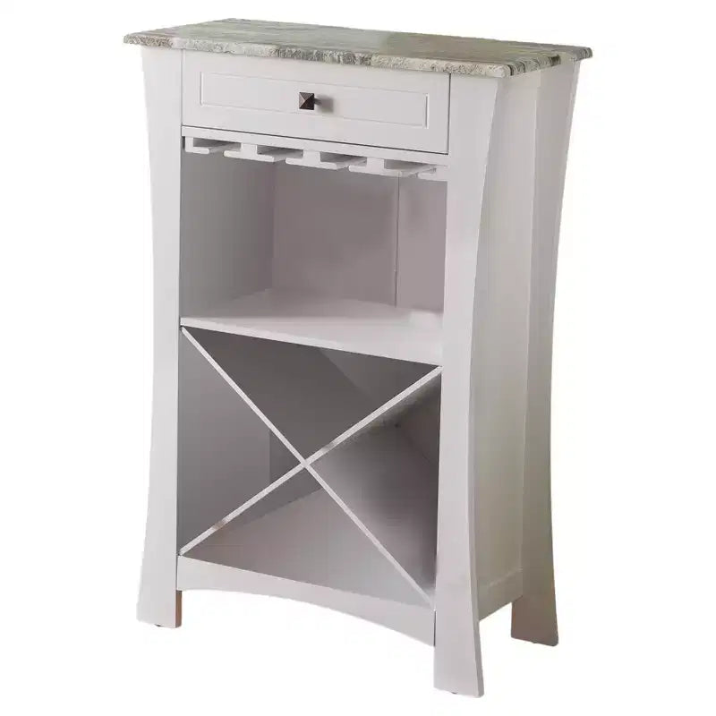 Meuble Bar avec Rangement Bouteilles et Verres et Tiroir, Noir ou Blanc