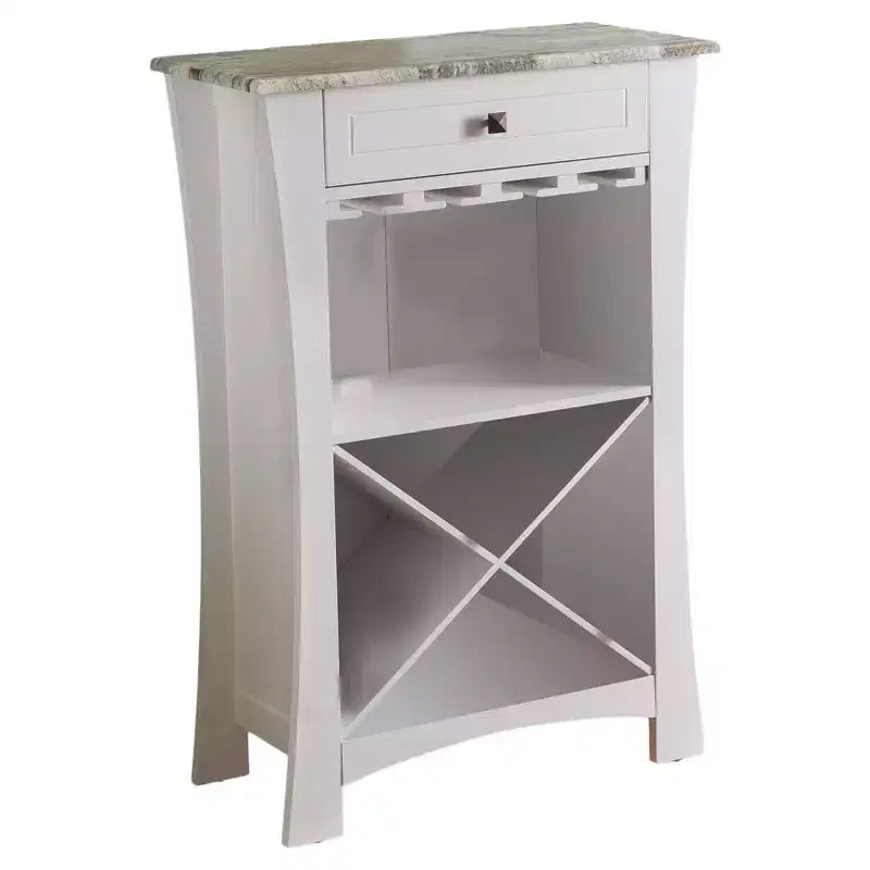 Meuble Bar avec Rangement Bouteilles et Verres et Tiroir, Noir ou Blanc