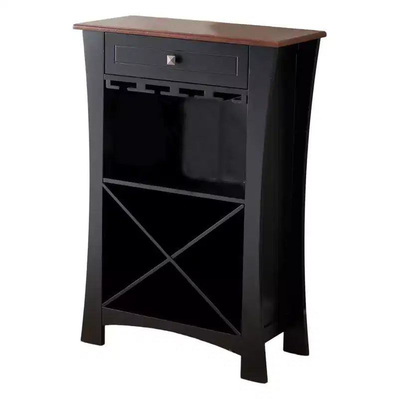 Meuble Bar avec Rangement Bouteilles et Verres et Tiroir, Noir ou Blanc