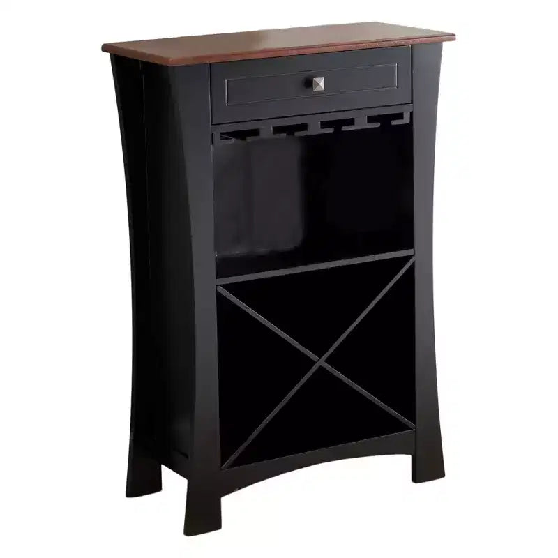 Meuble Bar avec Rangement Bouteilles et Verres et Tiroir, Noir ou Blanc