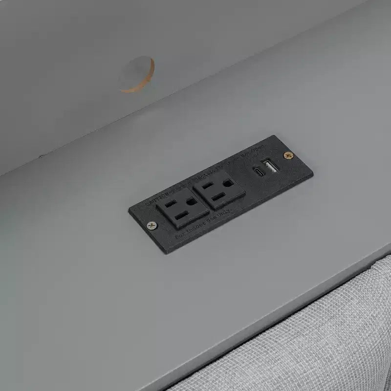Lit de repos double avec étagères de rangement, station de charge, lumière LED et bureau