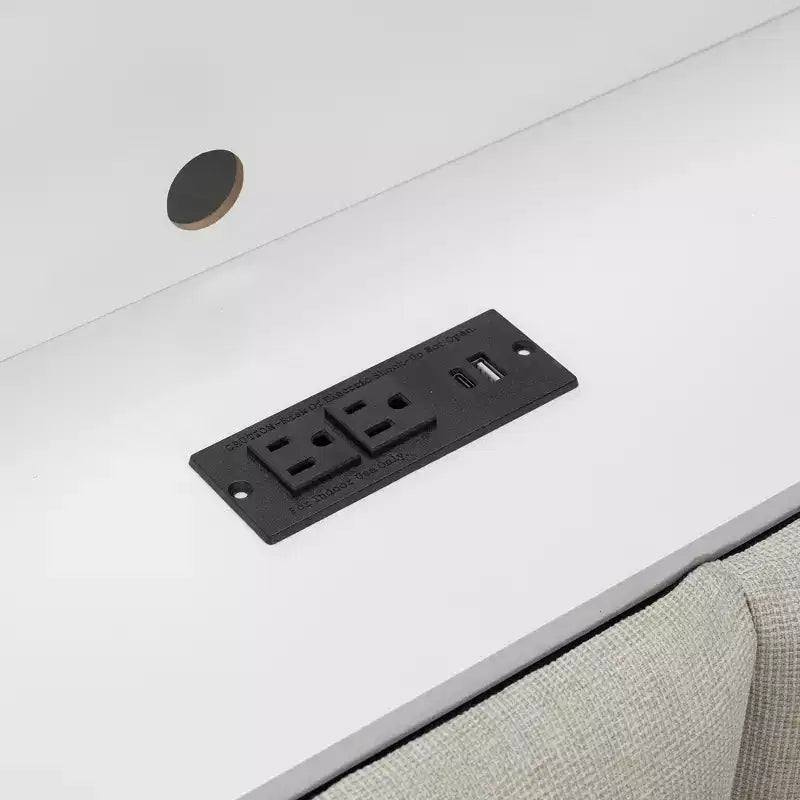 Lit de repos double avec étagères de rangement, station de charge, lumière LED et bureau
