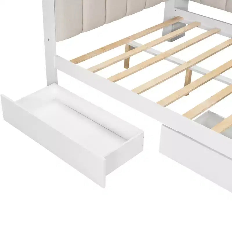 Lit de repos double avec étagères de rangement, station de charge, lumière LED et bureau