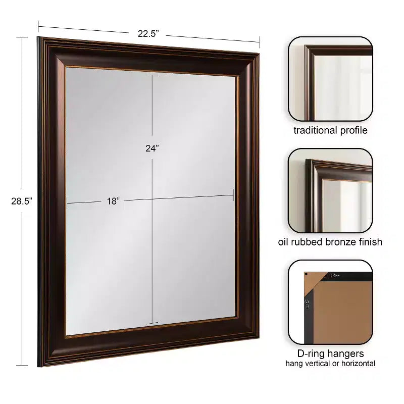 Miroir mural de salle de bain rectangulaire