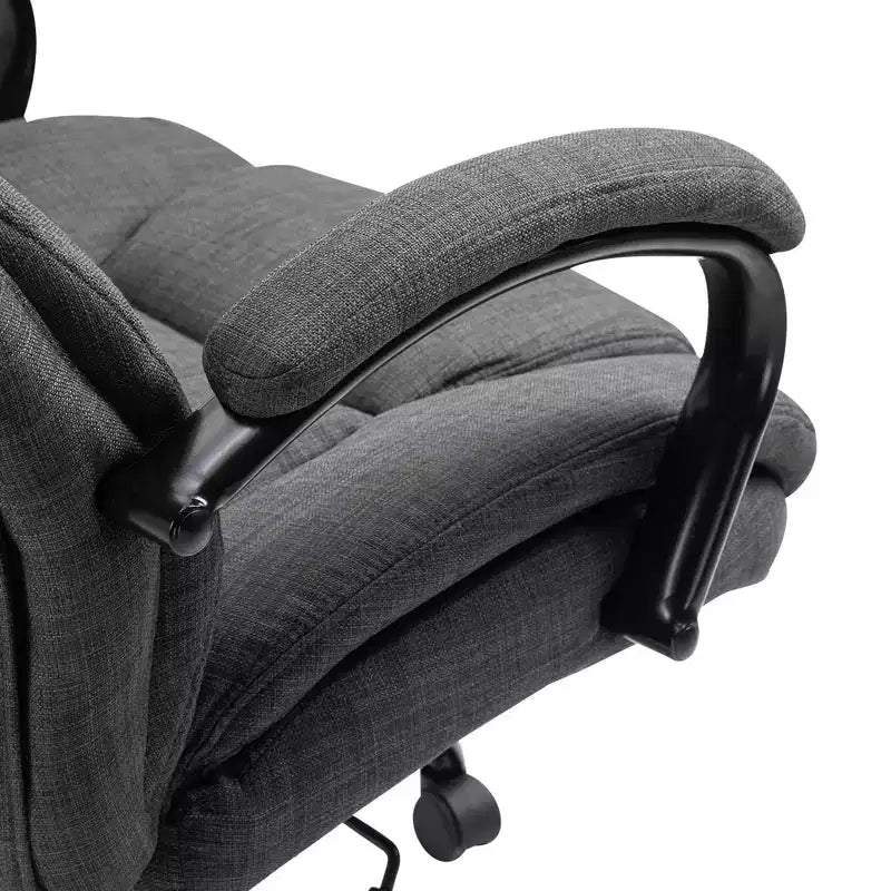 Fauteuil Extra Large Confortable et Ajustable en Hauteur, Siège de Bureau Ergonomique avec Accoudoirs Rembourrés, Chaise Criss Cross pour la Maison et le Bureau