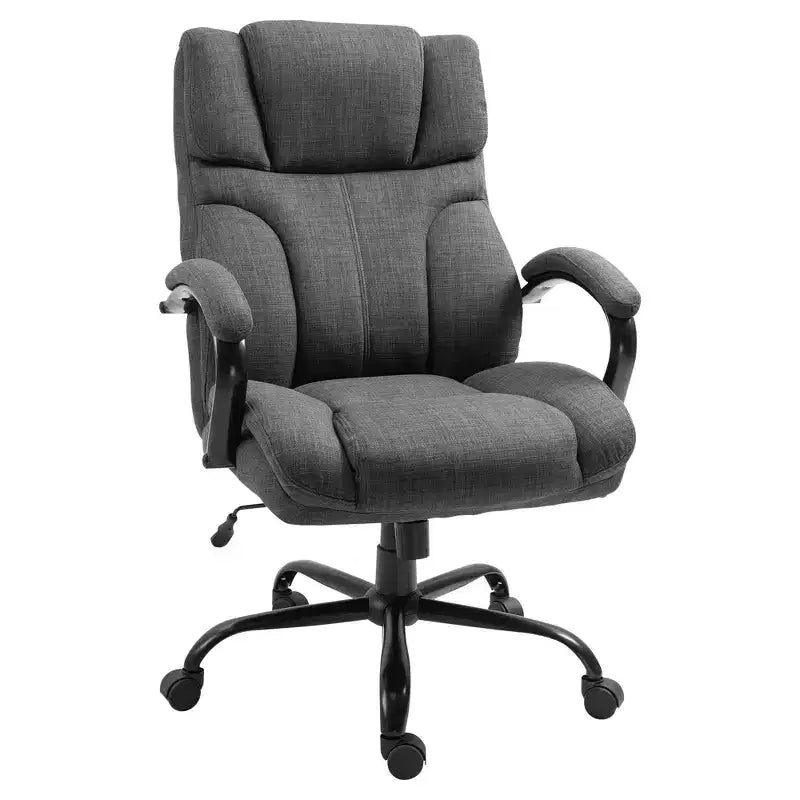 Fauteuil Extra Large Confortable et Ajustable en Hauteur, Siège de Bureau Ergonomique avec Accoudoirs Rembourrés, Chaise Criss Cross pour la Maison et le Bureau
