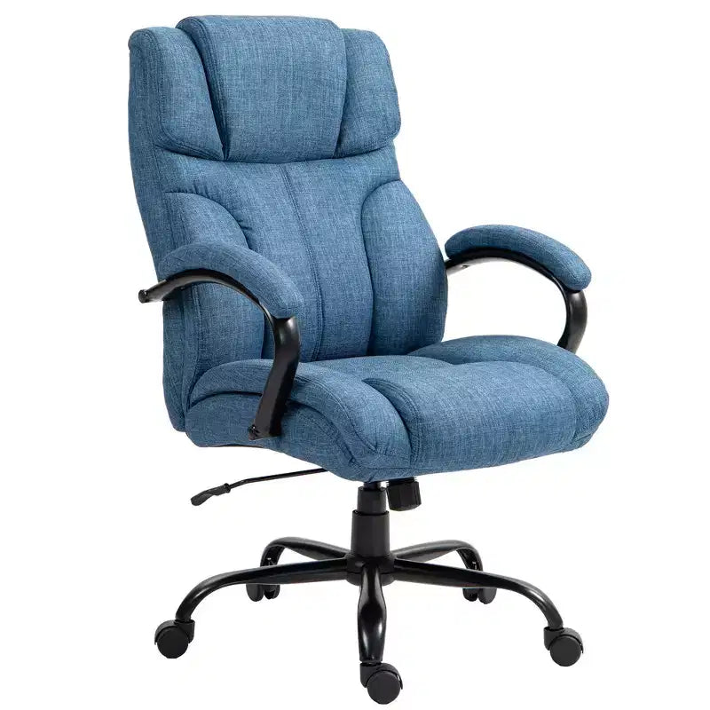 Fauteuil Extra Large Confortable et Ajustable en Hauteur, Siège de Bureau Ergonomique avec Accoudoirs Rembourrés, Chaise Criss Cross pour la Maison et le Bureau