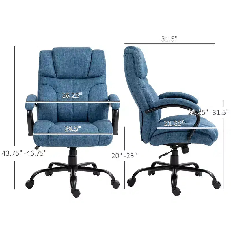 Fauteuil Extra Large Confortable et Ajustable en Hauteur, Siège de Bureau Ergonomique avec Accoudoirs Rembourrés, Chaise Criss Cross pour la Maison et le Bureau