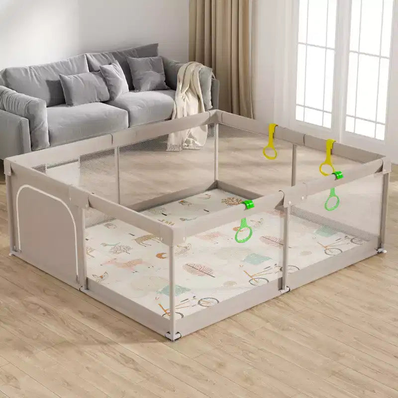 Parc bébé avec tapis 150 x 180 cm, Centre d'activités intérieur et extérieur, Clôture de sécurité pour bébés et tout-petits