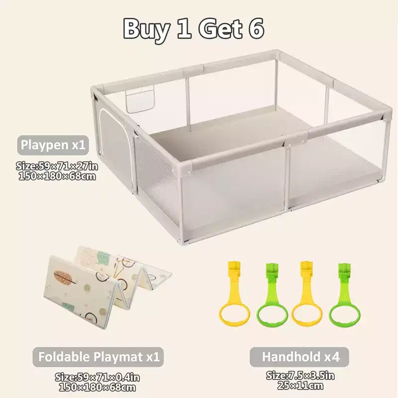 Parc bébé avec tapis 150 x 180 cm, Centre d'activités intérieur et extérieur, Clôture de sécurité pour bébés et tout-petits