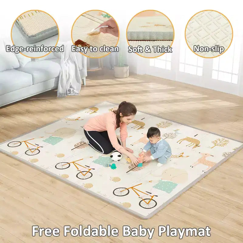 Parc bébé avec tapis 150 x 180 cm, Centre d'activités intérieur et extérieur, Clôture de sécurité pour bébés et tout-petits