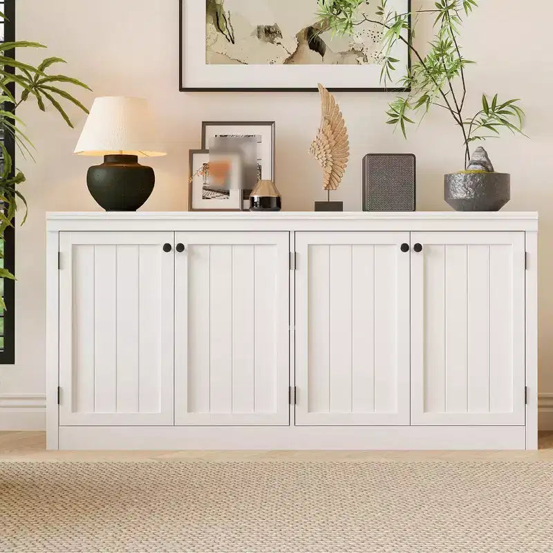 Buffet Rangement Salon 4 Portes 160 cm, Meuble Bas de Rangement pour Bar à Café, Meuble TV Moderne pour Salon