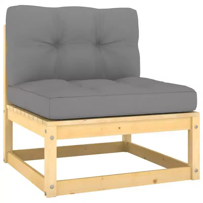 vidaXL Salon de Jardin 9 pcs Meubles de Jardin Canapé d'angle Extérieur Bois de Pin Massif - Naturel avec Coussins