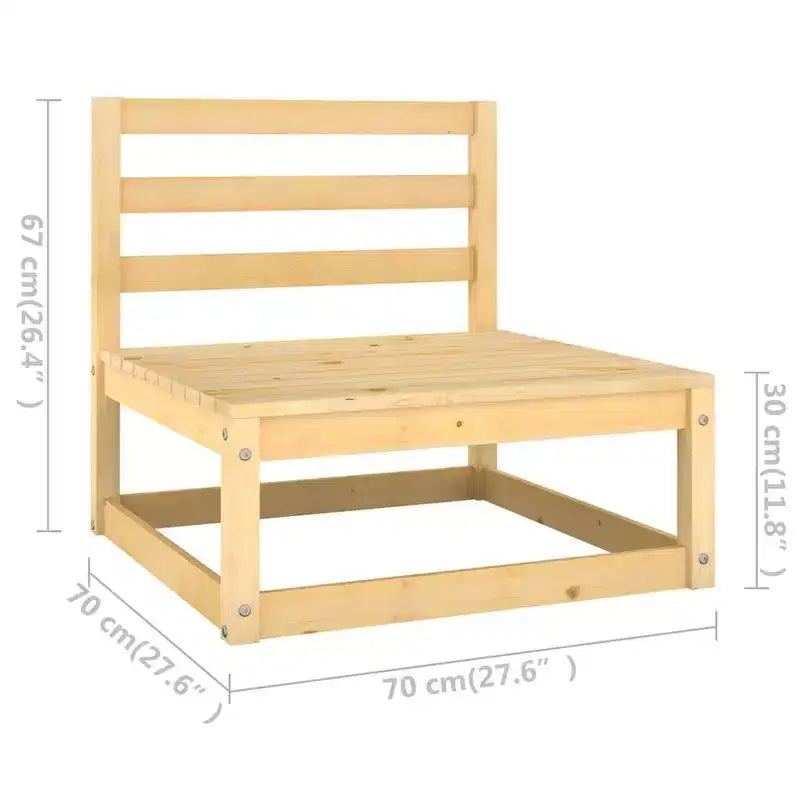 vidaXL Salon de Jardin 9 pcs Meubles de Jardin Canapé d'angle Extérieur Bois de Pin Massif - Naturel avec Coussins