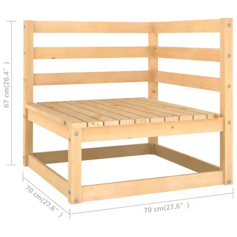 vidaXL Ensemble de Mobilier de Jardin 8 Pièces Canapé d'Angle d'Extérieur en Bois de Pin Massif - Naturel avec Coussins