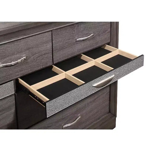 Commode horizontale à 3 tiroirs en mélamine grise – 48 cm de haut