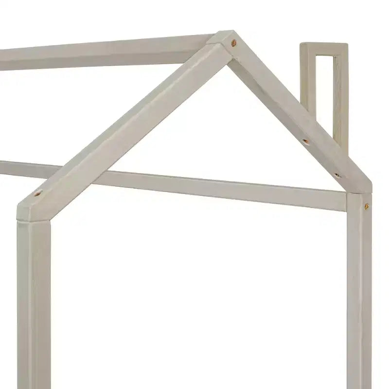 Lit cabane double/grand format pour enfants avec cadre en velours – Beige