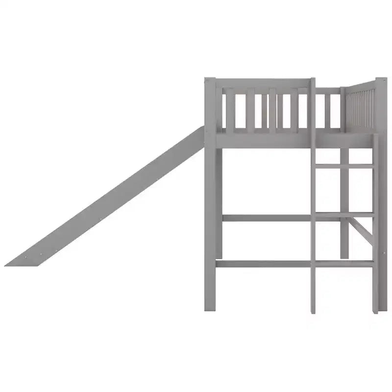 Lit mezzanine enfant 77,4" pour lits jumeaux/doubles avec toboggan, garde-corps de sécurité et échelle