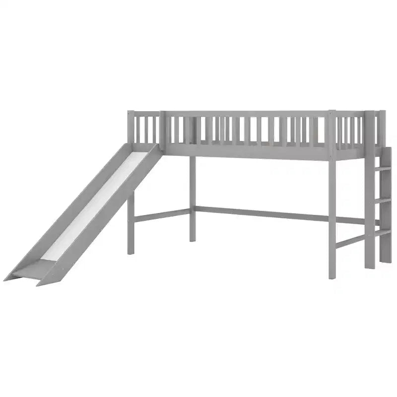 Lit mezzanine enfant 77,4" pour lits jumeaux/doubles avec toboggan, garde-corps de sécurité et échelle