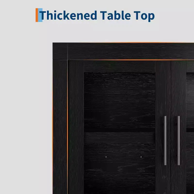 Buffet-vaisselier de 71 pouces avec 4 portes, Armoire d'appoint moderne du milieu du siècle avec rangement pour salon et cuisine, Naturel