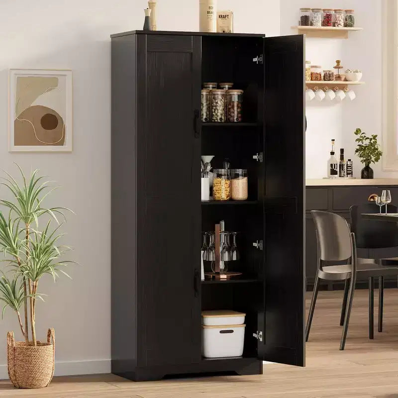 Meuble de rangement de cuisine, armoire de rangement blanche autoportante, buffet de 152 cm, armoire de salle de bain haute