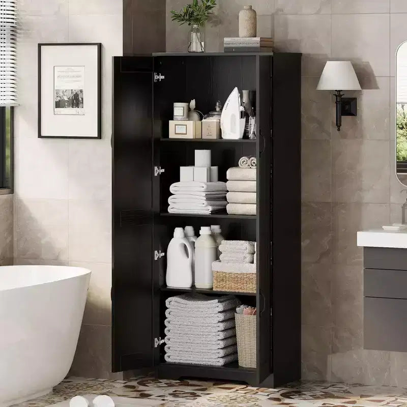 Meuble de rangement de cuisine, armoire de rangement blanche autoportante, buffet de 152 cm, armoire de salle de bain haute