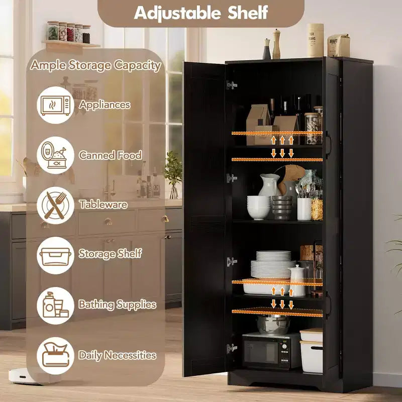 Meuble de rangement de cuisine, armoire de rangement blanche autoportante, buffet de 152 cm, armoire de salle de bain haute