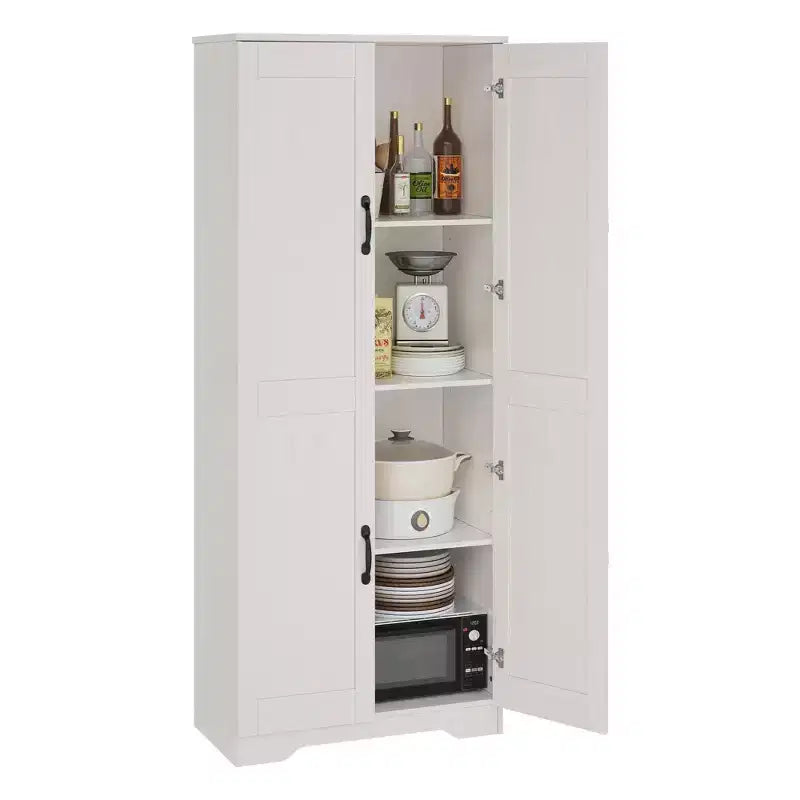 Meuble de rangement de cuisine, armoire de rangement blanche autoportante, buffet de 152 cm, armoire de salle de bain haute