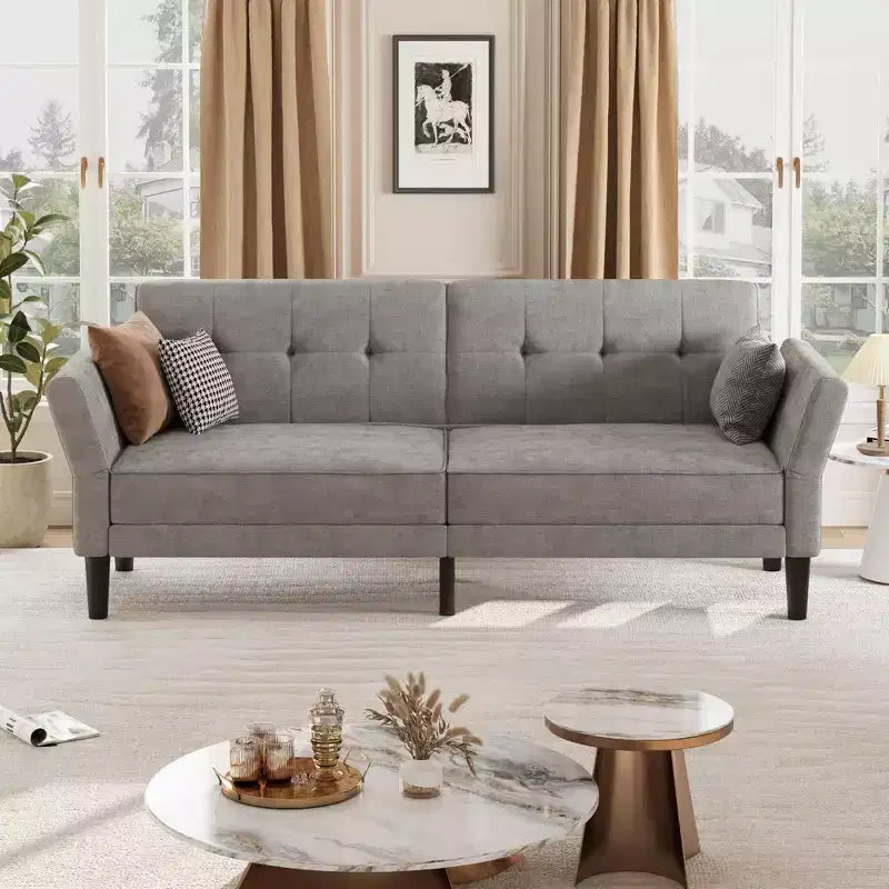 Canapé-lit futon de 89 pouces, canapé-lit convertible avec dossier et accoudoirs réglables, canapé-lit futon moderne