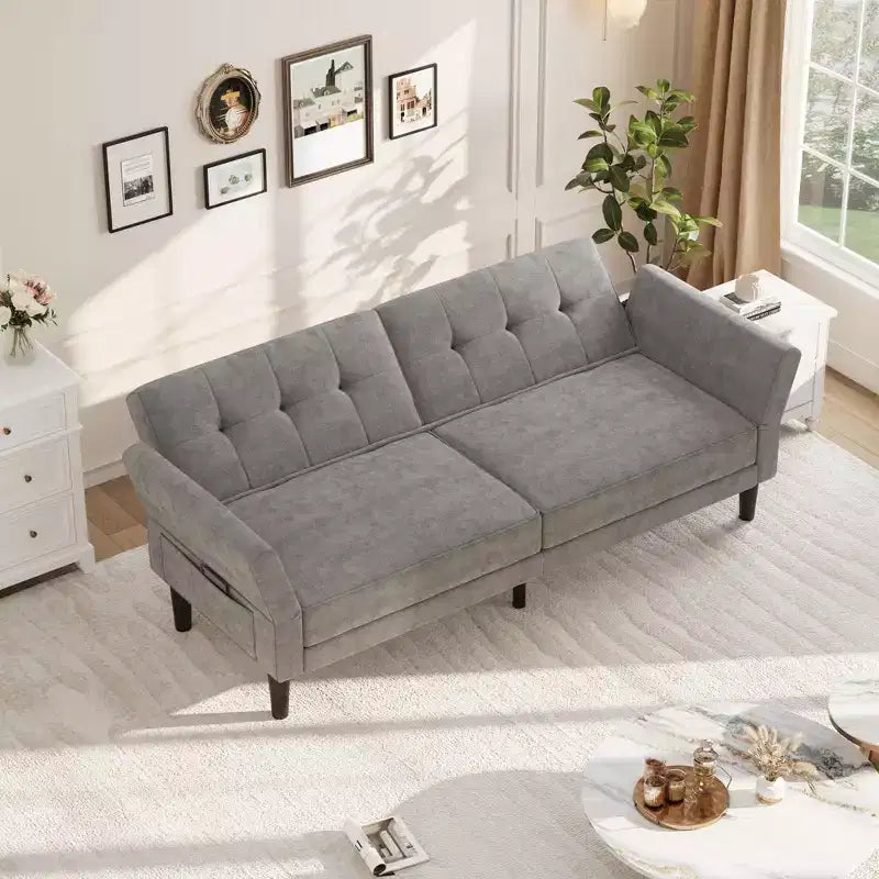 Canapé-lit futon de 89 pouces, canapé-lit convertible avec dossier et accoudoirs réglables, canapé-lit futon moderne