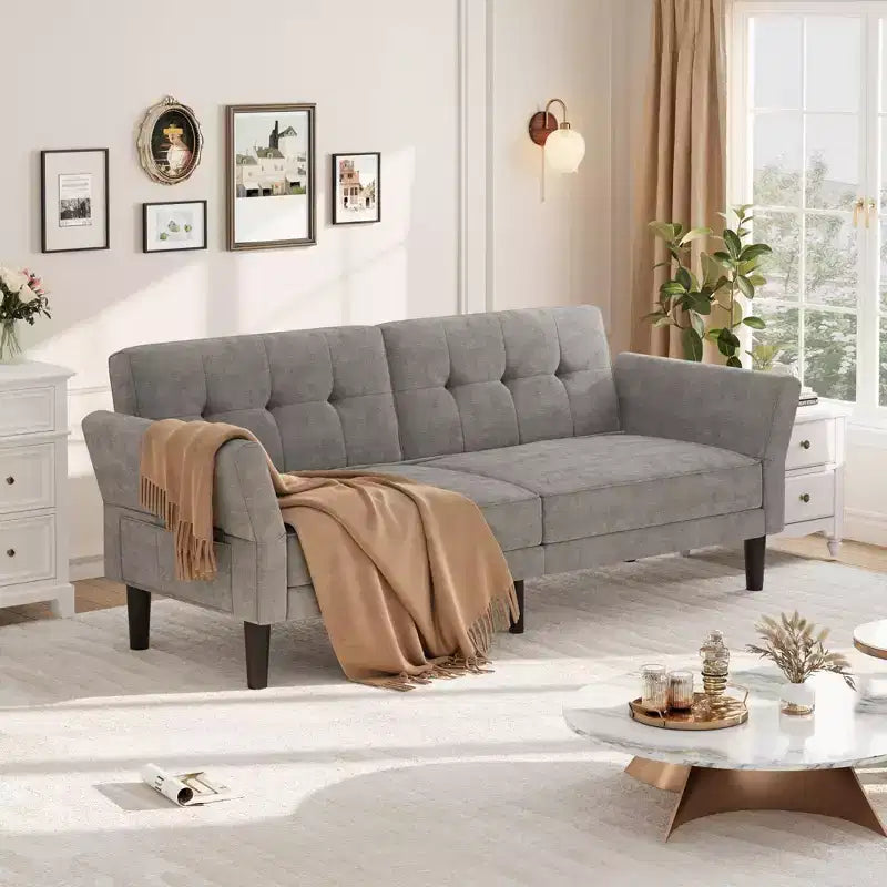 Canapé-lit futon de 89 pouces, canapé-lit convertible avec dossier et accoudoirs réglables, canapé-lit futon moderne