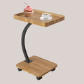 End Table with Rolling Wheels, Small Bed Stand, Wooden 360 Rotating TV Tray, for Living Room, Bedroom