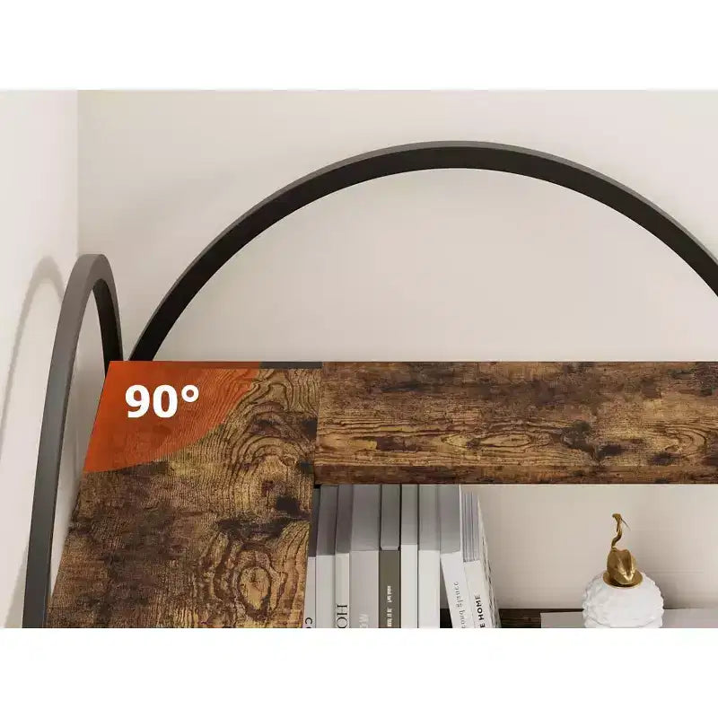 Étagère d'Angle Industrielle, Étagère en Forme de L à 5 Niveaux avec Cadre Métallique, Grande Bibliothèque pour Salon et Chambre