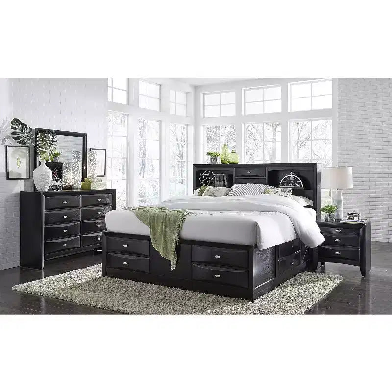 Miroir noir avec cadre en bois élégant, grand miroir moderne pour commode de chambre ou décoration murale