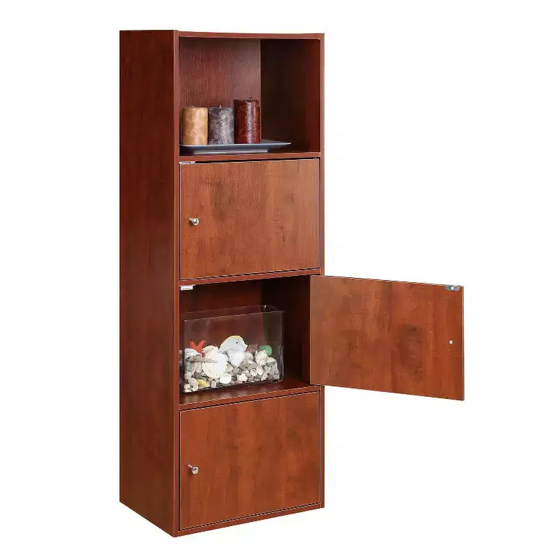 Meuble de rangement utilitaire en bois de bouleau de 91 cm avec 1 porte et 2 étagères, 61 cm de large