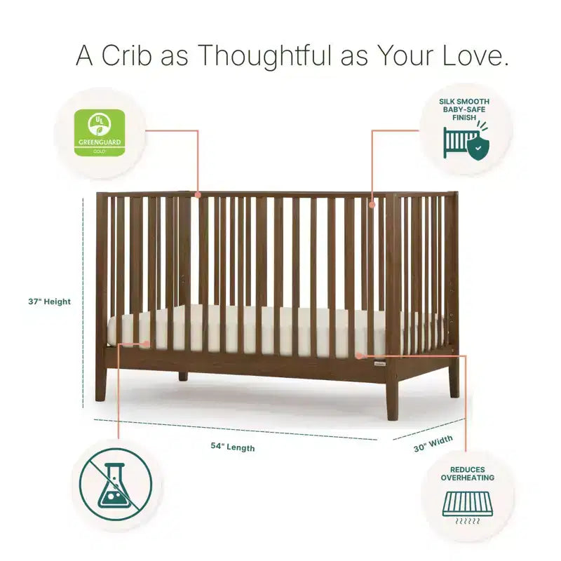 Lit de bébé 3-en-1 convertible, hêtre massif, certifié GREENGUARD Gold, fabriqué en Italie