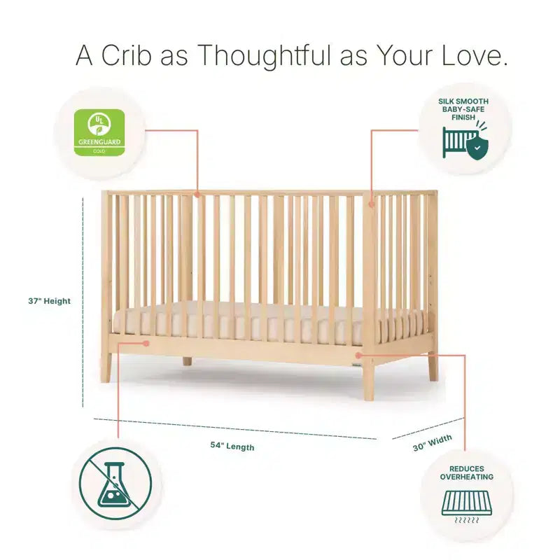 Lit de bébé 3-en-1 convertible, hêtre massif, certifié GREENGUARD Gold, fabriqué en Italie
