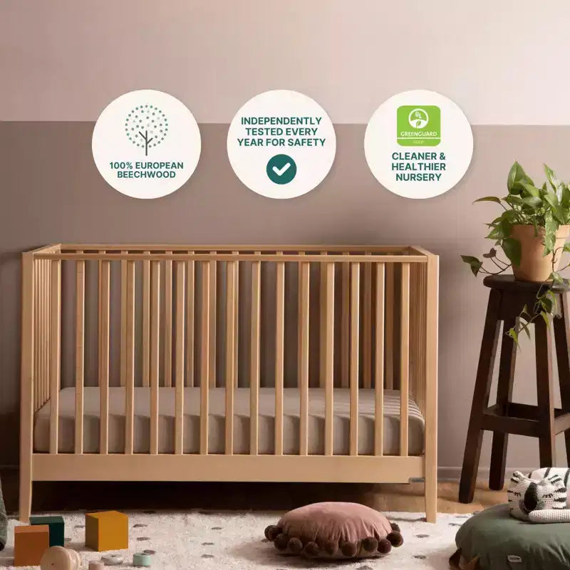 Lit de bébé 3-en-1 convertible, hêtre massif, certifié GREENGUARD Gold, fabriqué en Italie