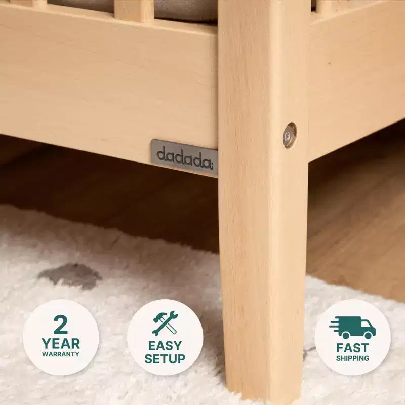 Lit de bébé 3-en-1 convertible, hêtre massif, certifié GREENGUARD Gold, fabriqué en Italie