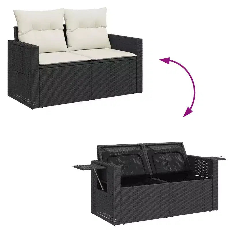 vidaXL Salon de jardin en résine tressée noir, acier enduit de poudre, 4 pièces
