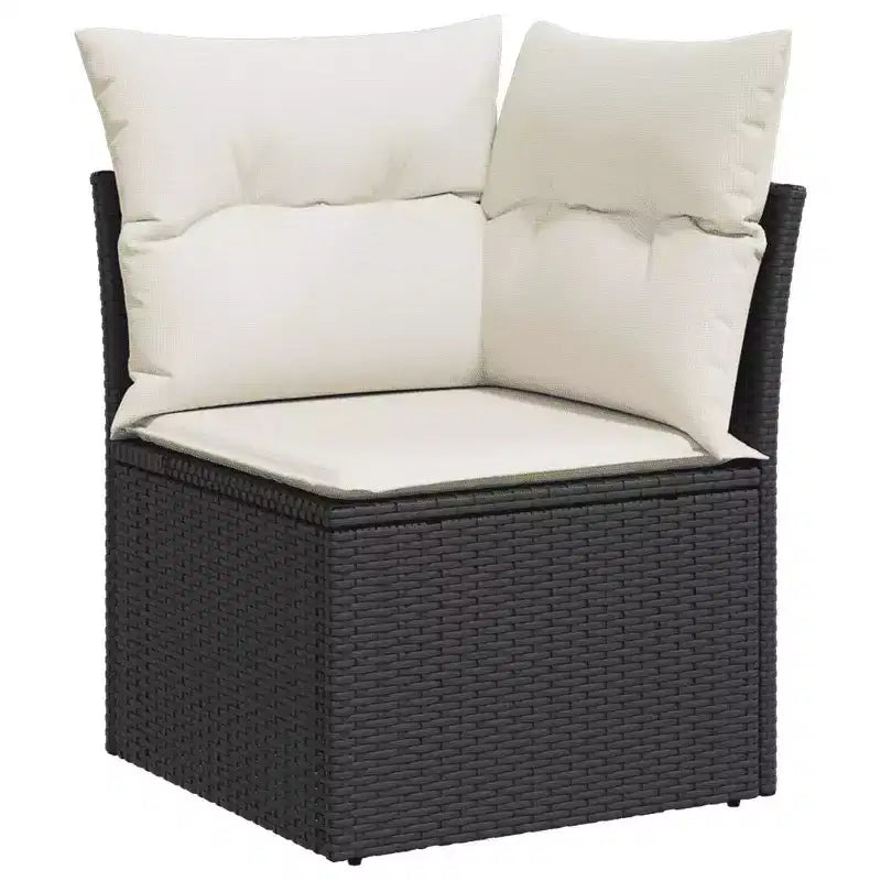 vidaXL Salon de jardin noir en rotin PE, Acier thermolaqué, 100 % polyester