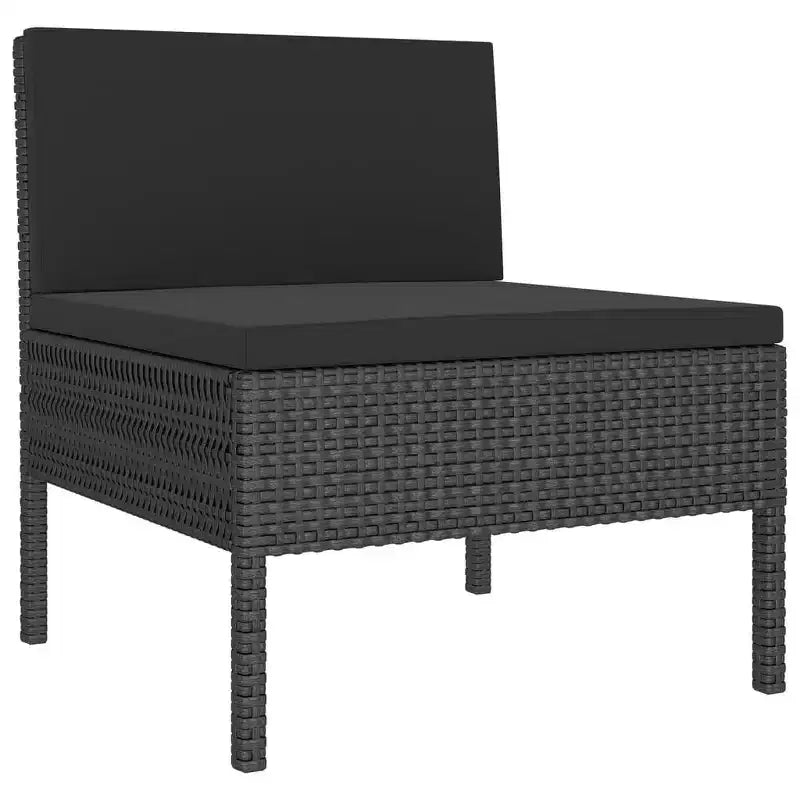 vidaXL Salon de jardin – 11 pièces, avec coussins, en résine tressée et acier thermolaqué, noir