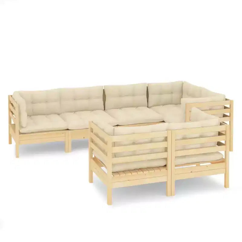 vidaXL Garden Lounge Set Cream Solid pinewood, 100% polyester Standard