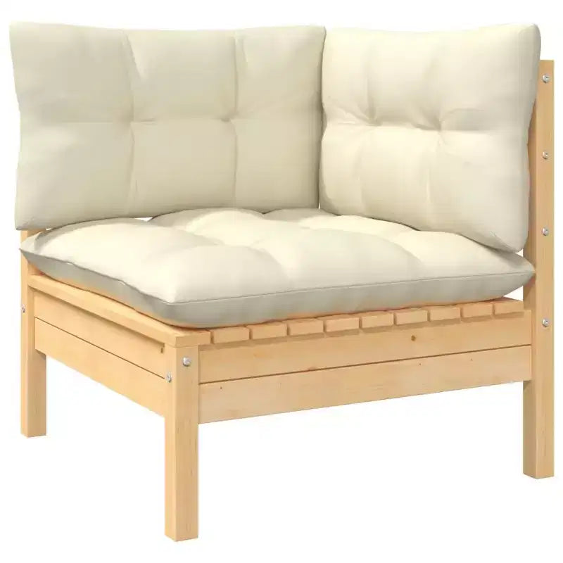 vidaXL Salon de jardin crème Bois de pin massif, 100 % polyester Standard