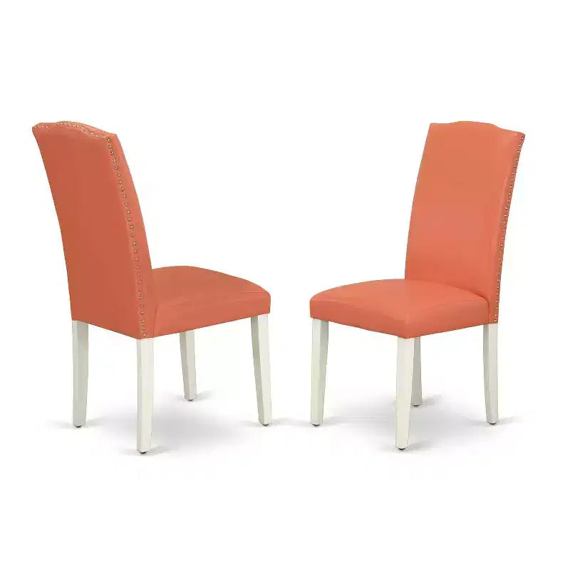 Ensemble Table de Cuisine 5 Pièces Table Rectangulaire avec Chaises - Salle à Manger 107/152 cm Pieds Blanc Lin Flamant Rose