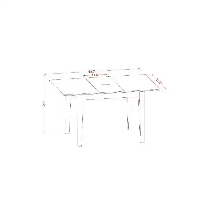 Ensemble de salle à manger 5 pièces en bois massif HomeStock, finition lin blanc - dessus en bois massif - rembourré avec rallonge papillon - 4 places