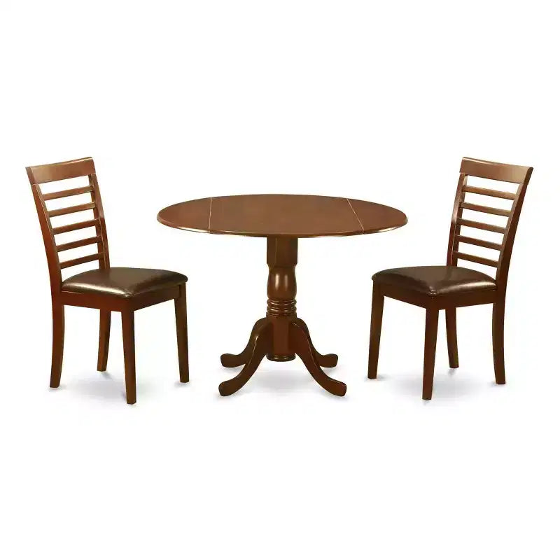 Dinette Set 5 Piece Round Table & Chairs - Kitchen Dining Room Set Mahogany Finish