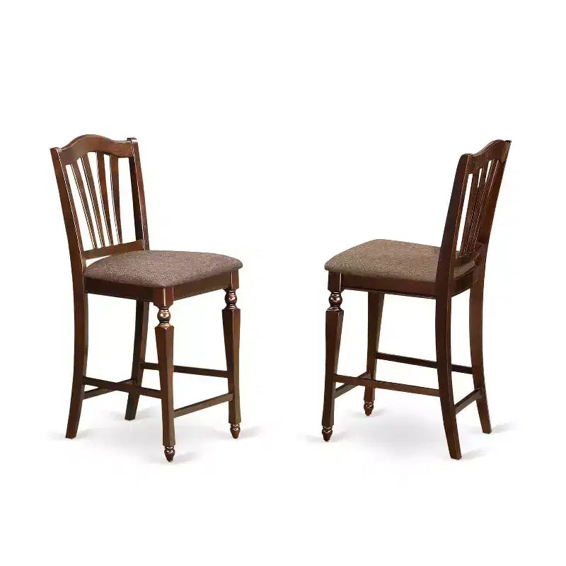 Ensemble de salle à manger hauteur comptoir - Table et chaises 3 pièces - Table de bar rembourrée en lin - Acajou 36x36 pouces