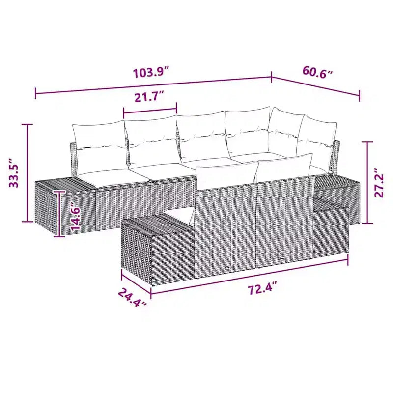 vidaXL Ensemble de canapés de jardin avec coussins 7 pcs noir et turquoise - Noir et turquoise